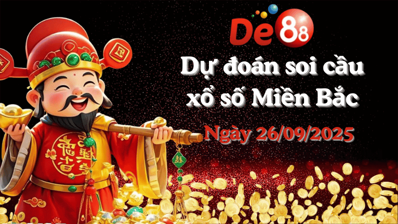 DE88 Dự đoán xổ số miền Bắc hôm nay ngày 26/09/2025 [Đỉnh Nhất]